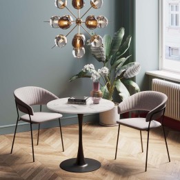 Table Schickeria marbre blanc-noir Ø80cm