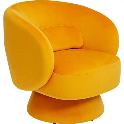 Swivel armchair Orion velvet yellow Kare Design