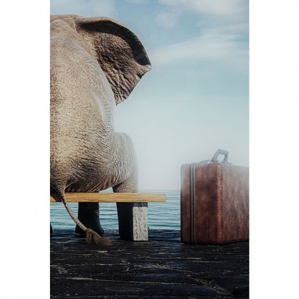 Glass Picture elephant suitcase 60x40cm Kare Design