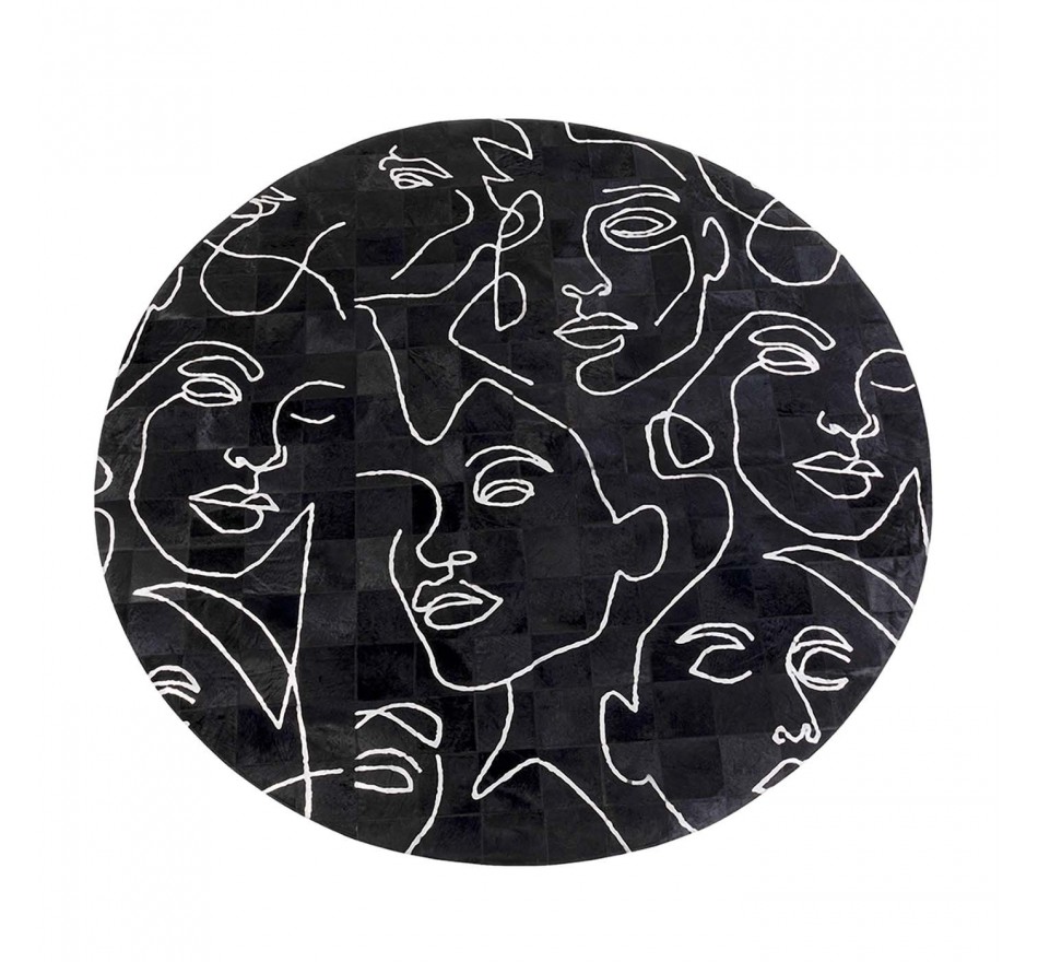 Vloerkleed gezicht zwart Ø250cm Kare Design