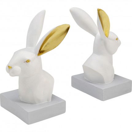 Boekensteun konijn wit en goud (2/Set) Kare Design
