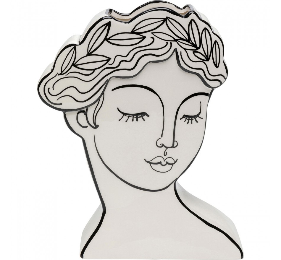 Vase Favola femme buste blanc et noir Kare Design