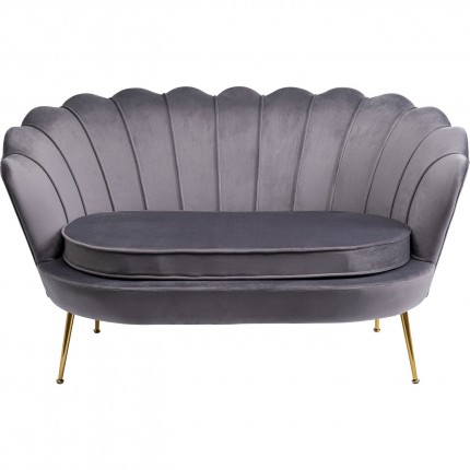 Sofa Water Lily 2-Seater Grey velvet gold Kare Design