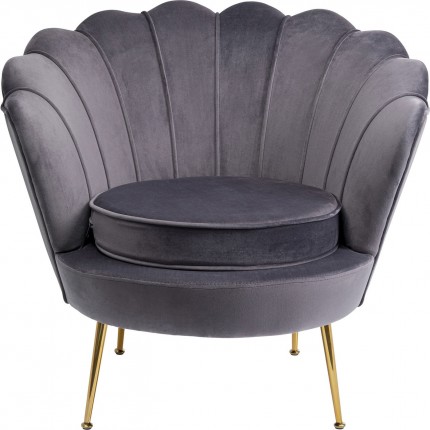 Armchair Water Lily grey velvet gold Kare Design