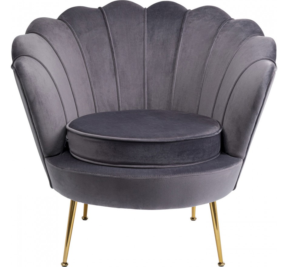 Fauteuil Water Lily fluweel grijs Kare Design