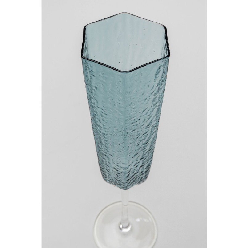 Flûtes à champagne Cascata bleues set de 4 Kare Design