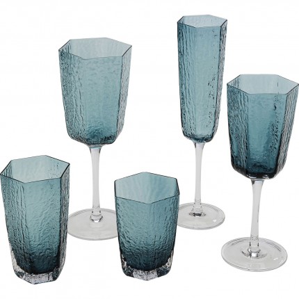 Wijnglazen Wit Cascata blauw (6/Set) Kare Design