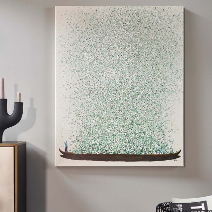 Picture Touched Flower Boat 120x160cm beige and green Kare Design
