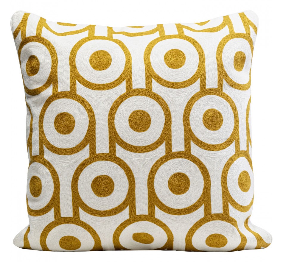 Kussen Catena Circle geel en wit Kare Design