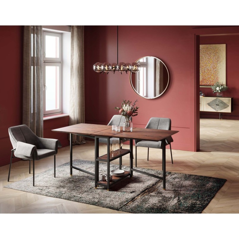 Chaise avec accoudoirs en tissu tressé gris - Bess - Kare Design