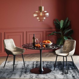 110 cm round black table in mineral marble - Veneto - Kare Design