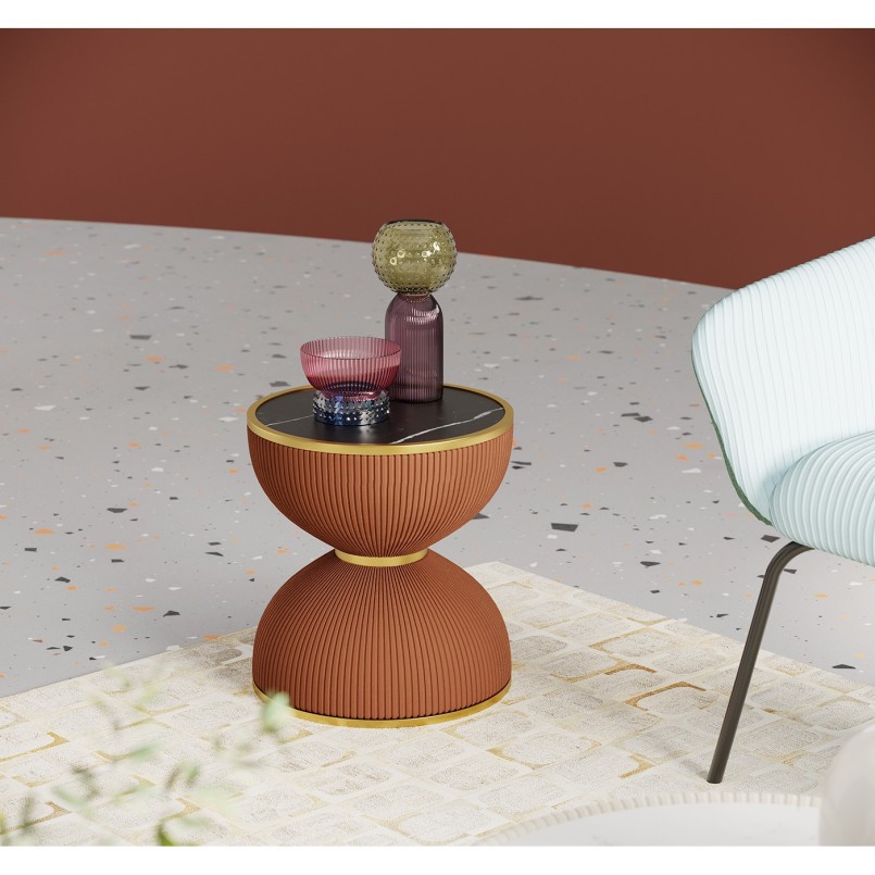 Table d'appoint rétro orange, noire et dorée - Endless Vegas - Kare Design