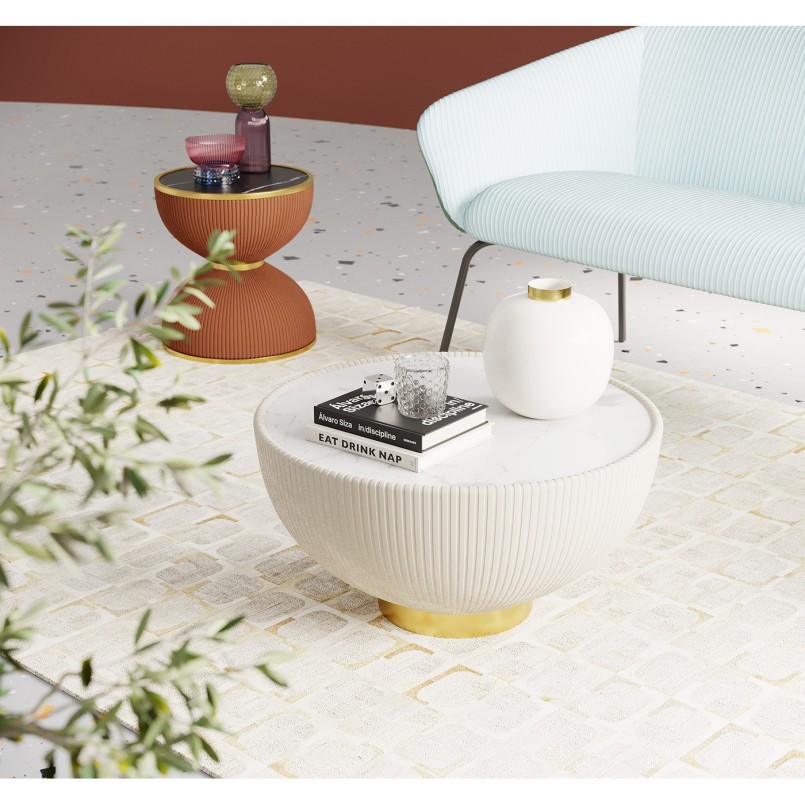 Table d'appoint rétro orange, noire et dorée - Endless Vegas - Kare Design