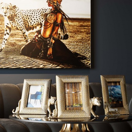 Glass Picture woman cheetah 150x100cm Kare Design