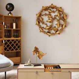 Déco murale cercle de carpes koï dorées - Kare Design