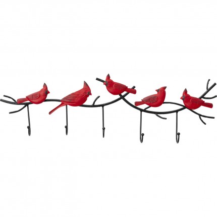 Wand kapstok rode vogels 72cm Kare Design