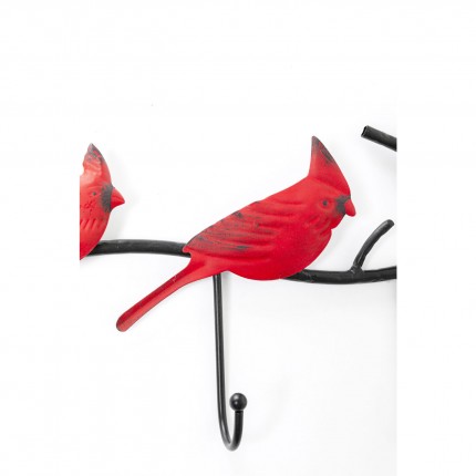 Wand kapstok rode vogels 72cm Kare Design