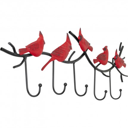 Wall Coat Rack red birds 72cm Kare Design