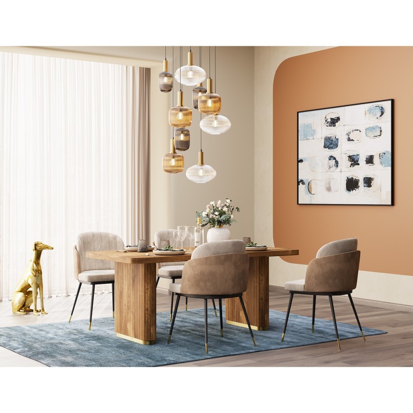 Retro chair in beige velvet - Hojas - Kare Design