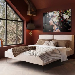 Tableau en verre femme fleurs papillons - Kare Design