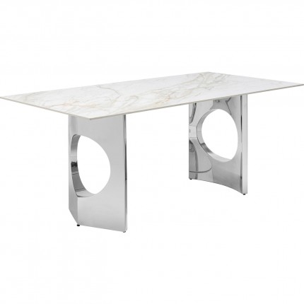Table Eternity Oho white and chrome 180x90cm Kare Design