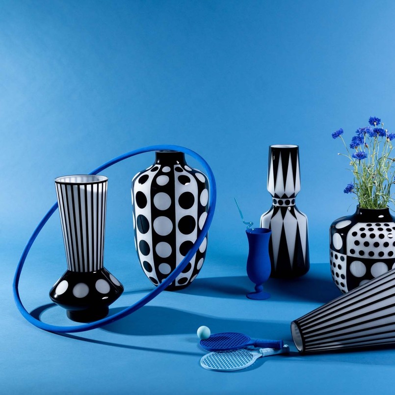Black and white striped vase - Brillar - Kare Design