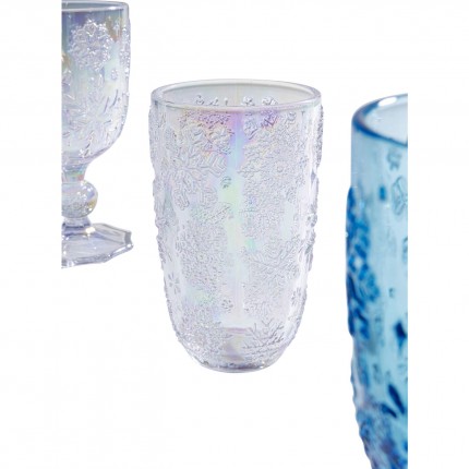 Water Glass Ice Flowers purple (6/set) Kare Design