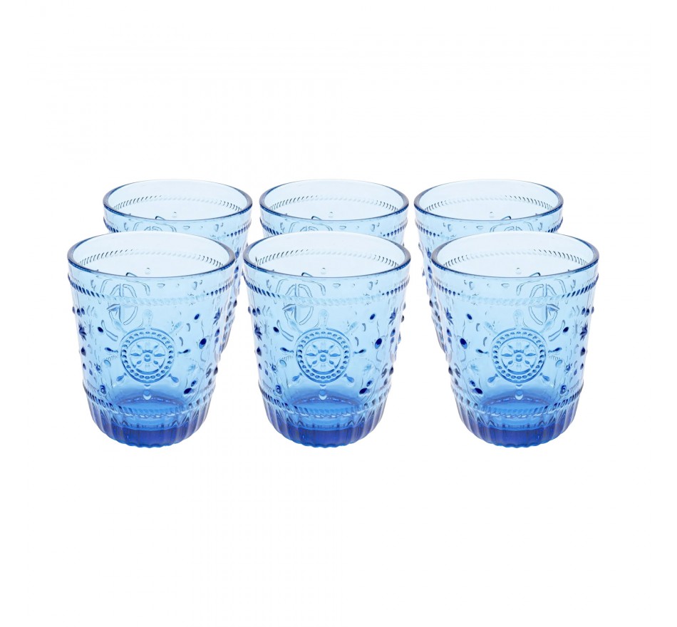 Waterglazen Greece blauw (6/set) Kare Design