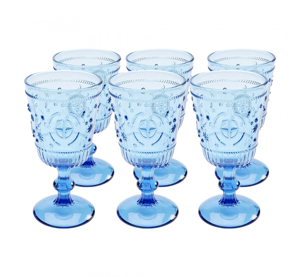 Wine glass Greece blue (6/set) Kare Design