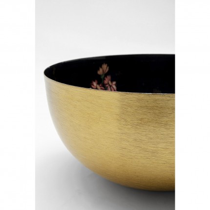 Bowl black and gold pink flowers Ø26cm Kare Design