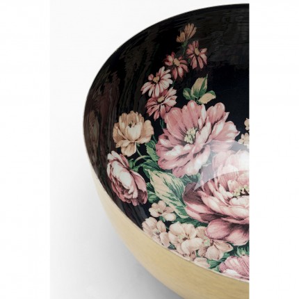 Serveerschaal zwart en goud roze bloemen Ø26cm Kare Design