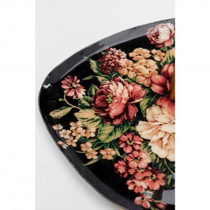 Tray black and gold pink flowers Kare Design