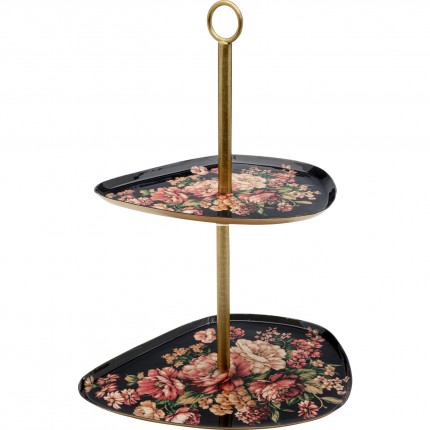 Tray black and gold pink flowers duo Kare Design