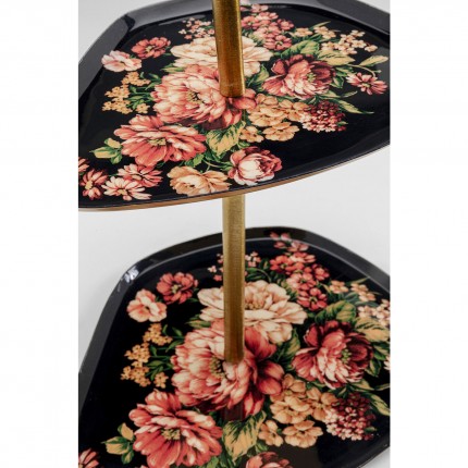 Tray black and gold pink flowers duo Kare Design