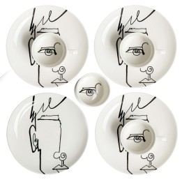 Tasses visage abstrait homme noir et blanc - Viso - Kare Design