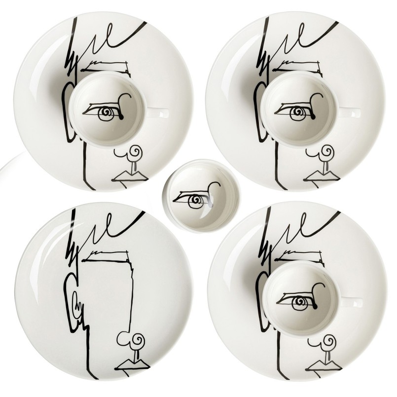 Black and white men's abstract face mugs - Viso - Kare Design
