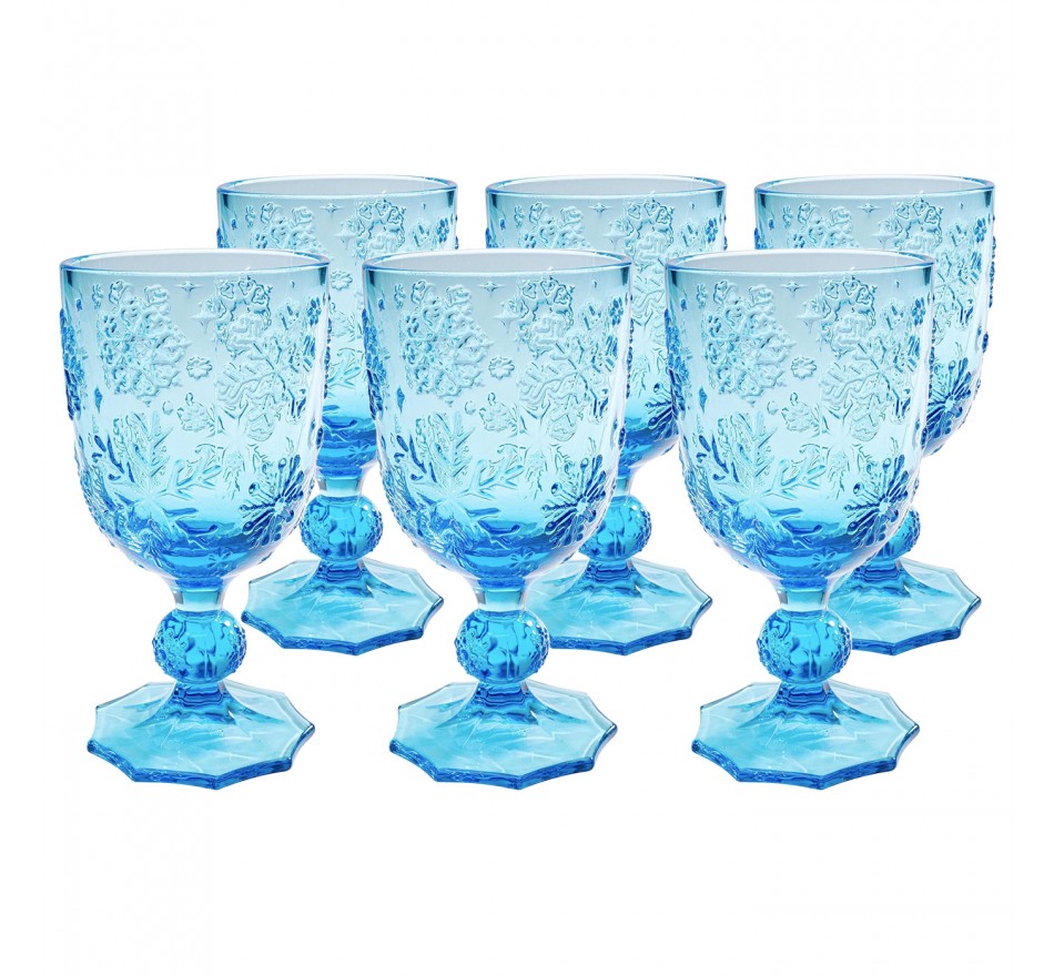 Wijnglazen Ice Flowers blauw (6/Set) Kare Design