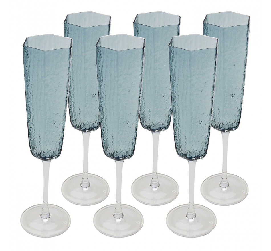 Champagne Glass Cascata blue (6/Set) Kare Design