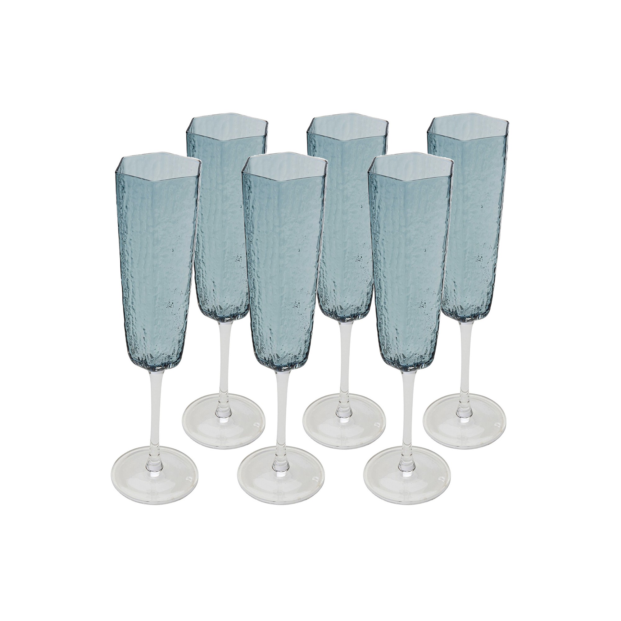 Champagneglazen Cascata blauw (6/Set) Kare Design