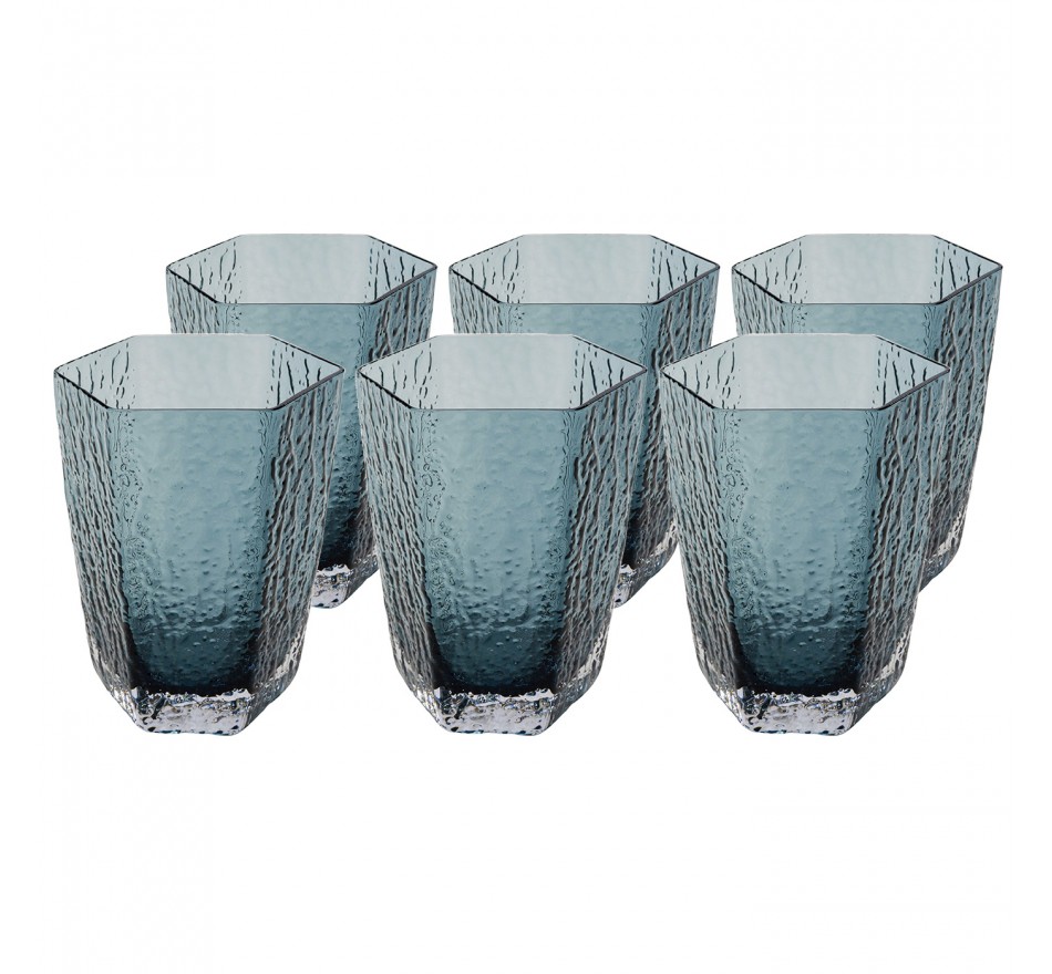 Water Glass Cascata blue (6/Set) Kare Design