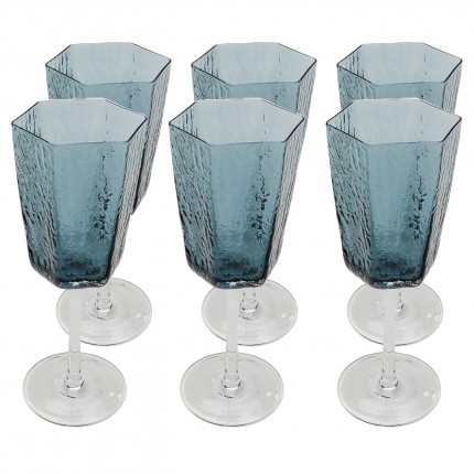 White Wine Glass Cascata blue (6/Set) Kare Design