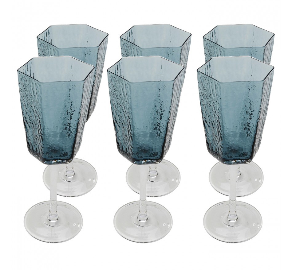 White Wine Glass Cascata blue (6/Set) Kare Design