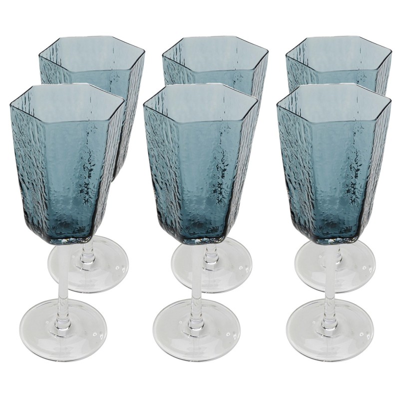Blauwe glazen wijnglazen - Cascata - Kare Design