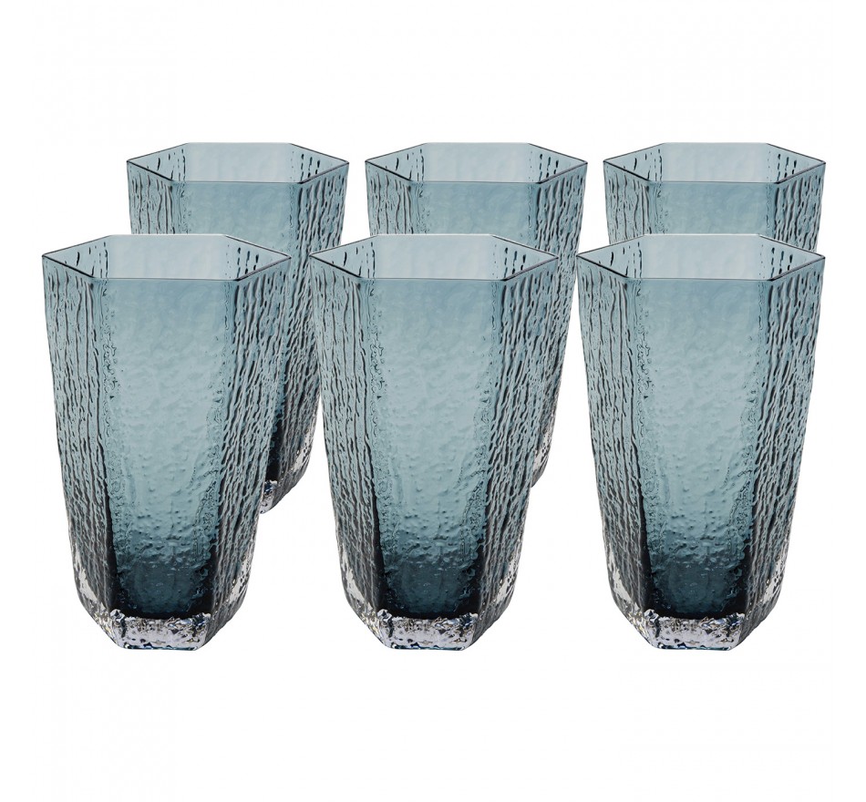 High Water Glass Cascata blue (6/Set) Kare Design