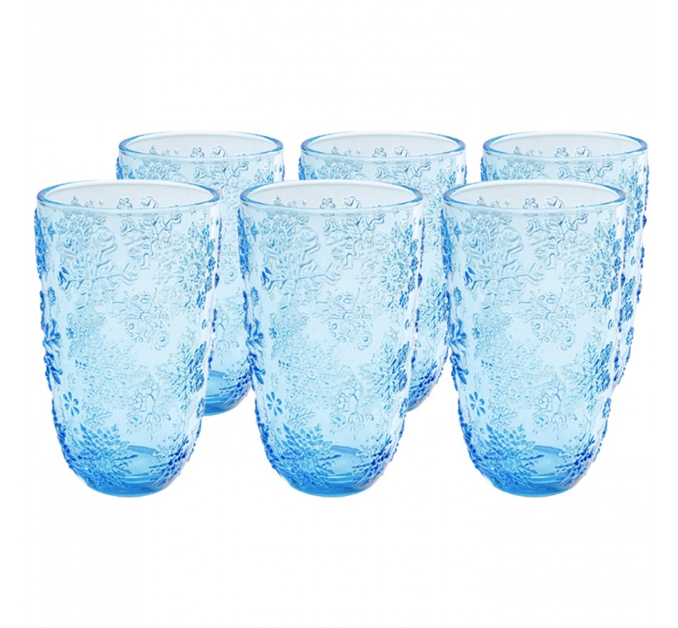 Waterglazen Ice Flowers blauw (6/Set) Kare Design