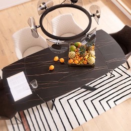 Table contemporaine à rallonges en grès noir - Twist - Kare Design