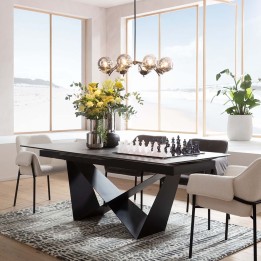 Table contemporaine à rallonge en grès - Connesso - Kare Design