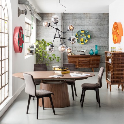 Uitschuifbare eettafel Benvenuto ovaal walnoot Kare Design