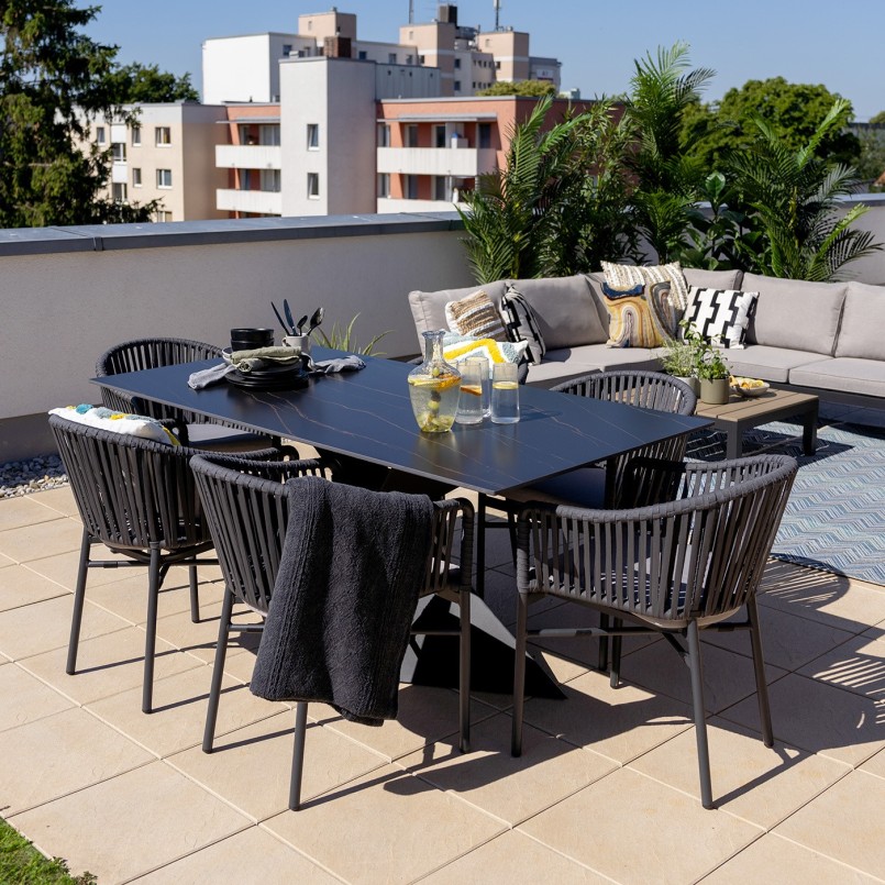 Black sandstone garden table - Gloria - Kare Design