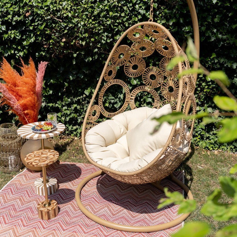 Table d'appoint ronde blanche et dorée - Domero Cirque - Kare Design